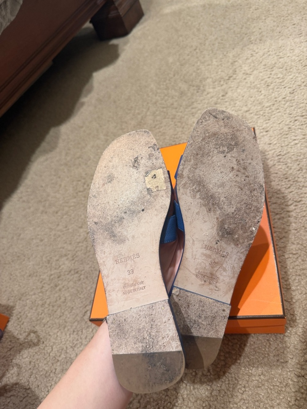 Hermès Oran Sandal in Bleu Bleuet - Picture 7 of 8